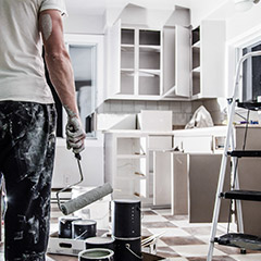 Primed kitche cabinets