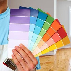 man holding color swatches