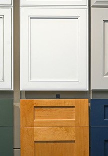 a series of cabinets with different paint colors