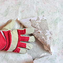 Closeup of peeling wallpaper