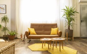 living room with color coordinated furniture