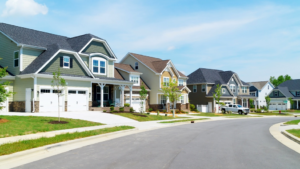 the exteriors of several painted homes